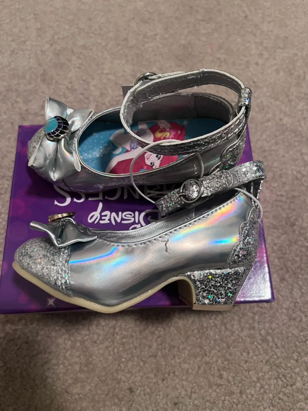 Disney Silver Ariel Glitter Mary Jane Dress Shoes for Girls